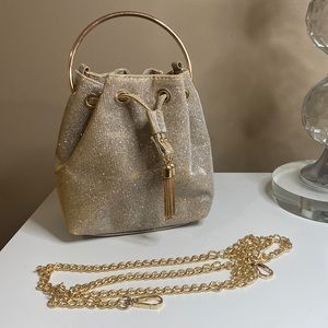 Top Handle Drawstring Sparkle Evening Bag